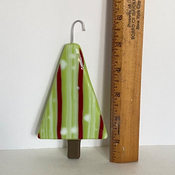Christmas Tree Fused Glass Handmade Ornament 6in Tall with Hook - Picture 6 of 6